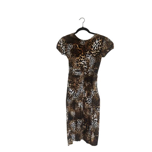 Stop Staring! Women's S Leopard Print Wiggle Dress Cap Sleeve Retro Pin-Up - Picture 4 of 12